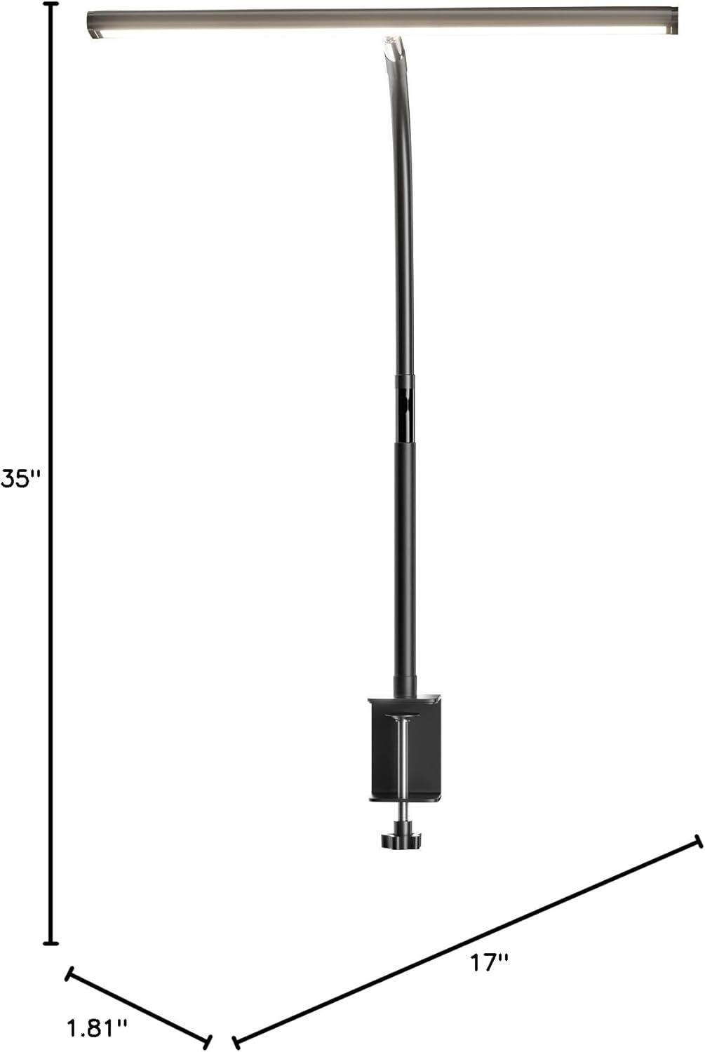 Airlonv LED Desk Lamp with Clamp, 17" Stepless Dimming Light, Black | 2700K-6500K, 100 LEDs, 360° Gooseneck, Fits Up to 30" Monitors, Flicker-Free Lighting for Home Office, Study& Workbench - Image 8