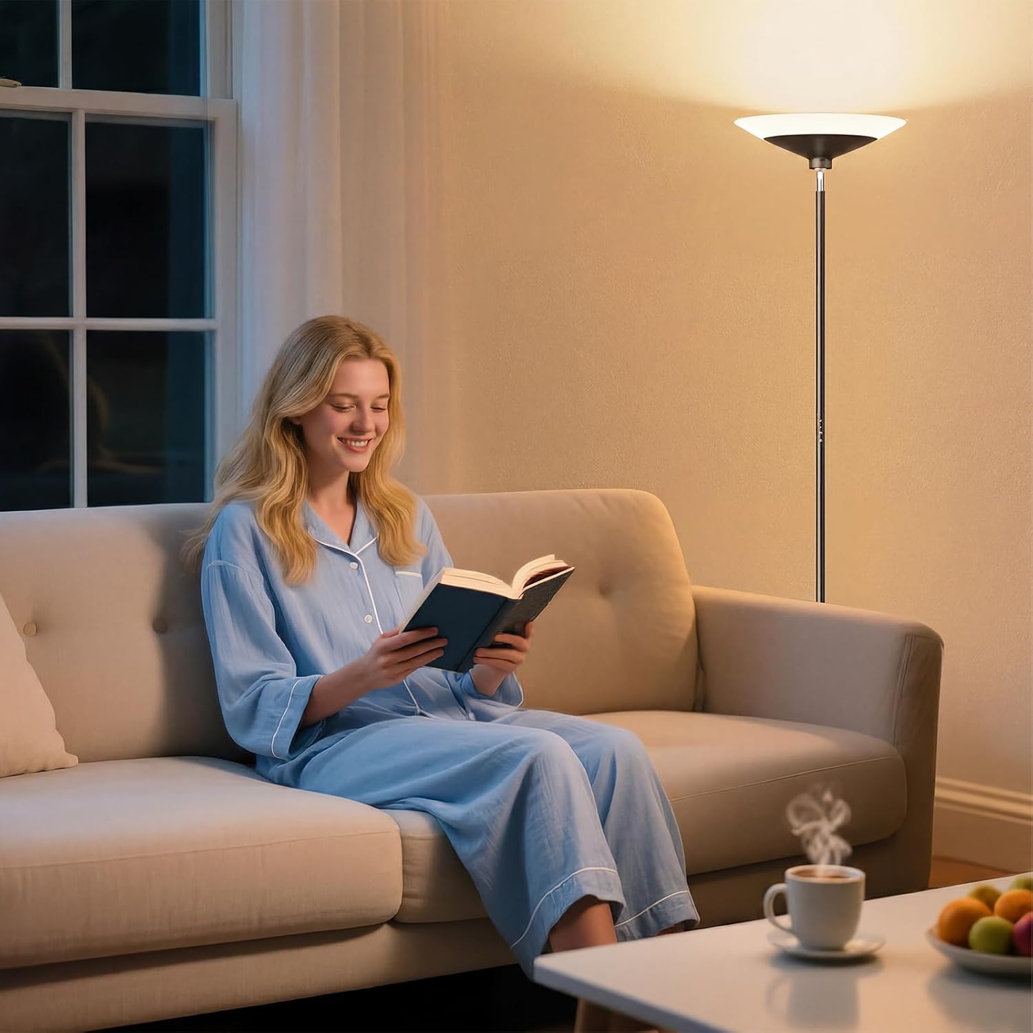 Torchiere Floor Lamp - 72" Tall LED Standing Lamp with Remote/Button Control, 1800Lm, 3000-6500K, 30W Dimmable Modern Corner Floor Light for Living Room Bedroom Office Apartment, Black - Image 5